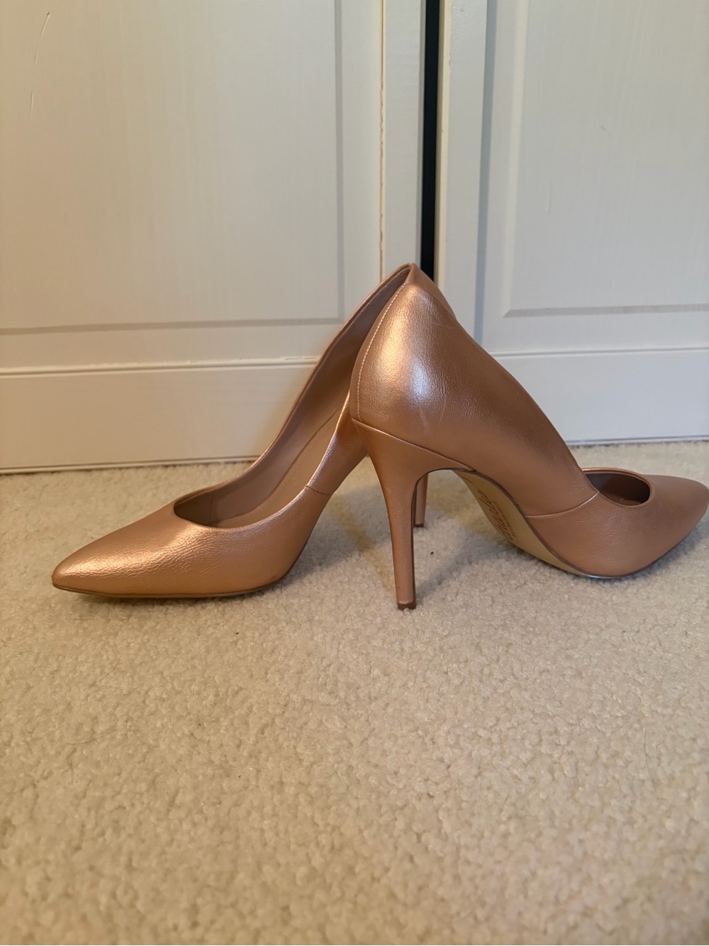 Charles David Metallic Rose Gold Pointed Toe Stilettos